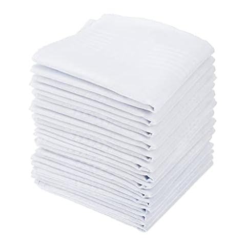 DODUOS 15 Pieces Men's White Handkerchiefs, Soft Cotton Handkerchief, 15.7 * 15.7in Mens Soft Pure White Cotton Handkerchiefs Hankies Large Pocket Squares Hankies for Men, Gentle Men Cover