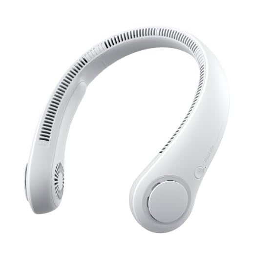 JISULIFE Ventilador de Cuello Portátil, 4000 mAh Ventilador Cuello USB Recargable con, Ventilador de Cuello Colgante Sin Hojas con 3 Velocidades- Gris