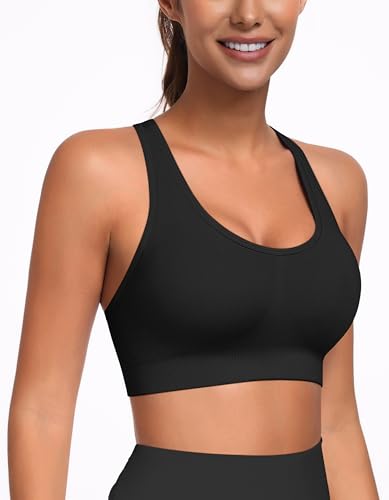 Image of MIRITY Padded Strappy Sports Bra for Women - with Dual Crossback and Adjustable Straps for Workout Gym