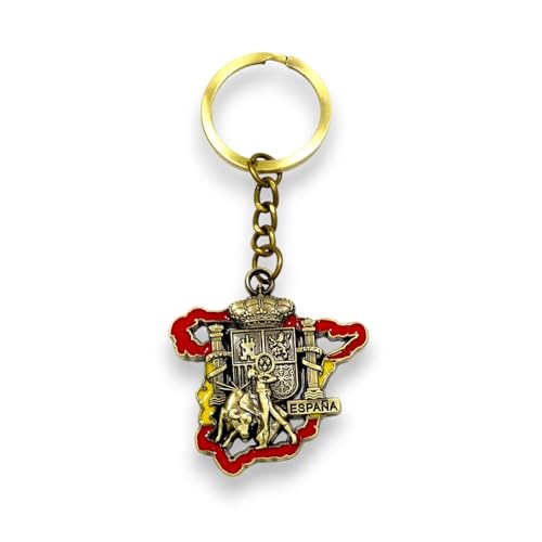 BDM Llavero con bandera de españa y toro con escudo hombre regalos originales pareja marca