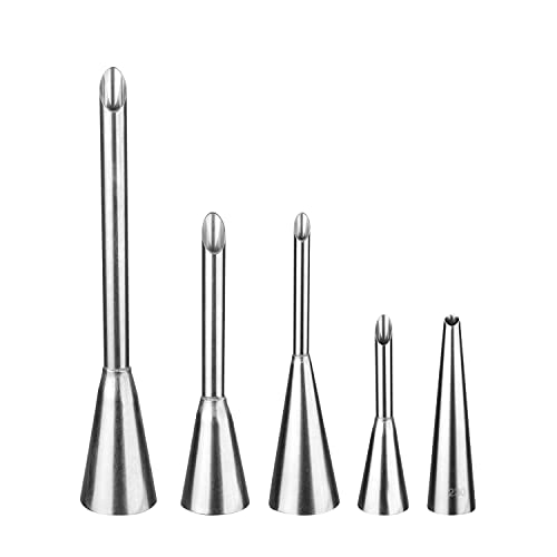 Bocchette Sac a Poche in Lega, HASLED 5 Pezzi Ugelli Fiori, Siringa per Iniezione di Bignè, Strumenti per Decorare Torte per Panetteria