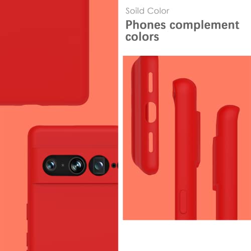 Image of YATWIN Silicone Back Case for Google Pixel 7 Pro, Soft-Touch Phone Back Cover for Google Pixel 7 Pro - Red