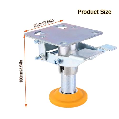 Image of Floor Lock, Adjustable Height Trolley Brake Floor Lock, Manganese Steel 100kg Bearing Trolley Cart Lock with TPU Pad for 4 in Casters(X-75-32-3) (2)