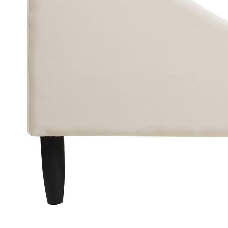 Image of HITHOS Solid Wood Modern Upholstered King Size Bed with Wingback Headboard | Wooden Double Bed Cot Palang Without Storage 1 Year Warranty (French Beige)
