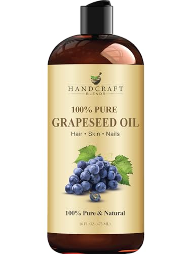 Handcraft Blends Grapeseed Oil - Cold-Pressed 16 Fl Oz - 100% Pure and Natural - Premium Grade Carrier Oil for Skin and Hair - Hair and Body - Massage - Hexane-Free