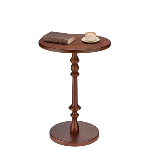 Lampaggio Solid Wood Round Side Table, 15.75
