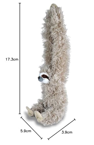 Wild Republic 16387 - Hanging Sloth, Hängendes Plüsch Faultier mit Klettverschlüssen, 44 cm, Braun, Dreifingerfaultier