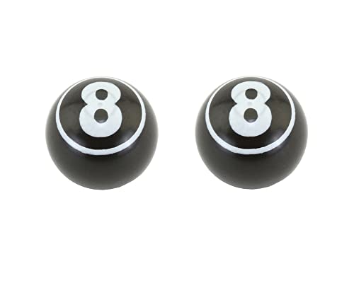 ALTALINE Bicycle Tire Valve Caps Lucky 8 Ball Style Bike Valve Universal Use, Multiple Colors (Black)