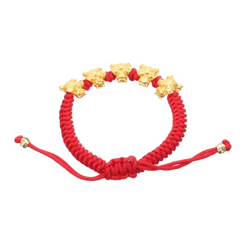 KOMBIUDA Pulsera de Amuleto Dragón de Roja Trenzada Resistente y Elegante Protección y Año del Dragón Joyería Tradicional para