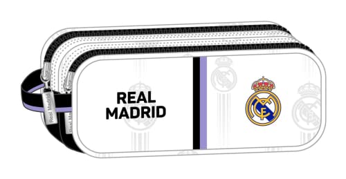 safta, Portatodo Doble de Real Madrid 1ª Equipación 22/23, 210x60x80 mm Unisex niños, Negra y Blanca, Estándar