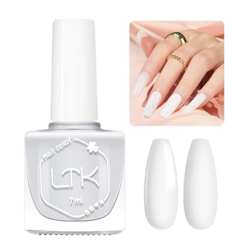 White Nail Varnish - Milky White Nail Polish - Quick Dry Nail Polish - Long Lasting Nail Varnish for French Manicure DIY No Need Curing