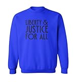 Tcombo Liberty & Justice For All - USA Protest Youth Fleece Crewneck Sweater (Royal Blue, Small (Youth))