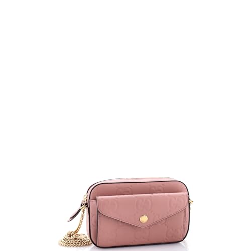 Pre-Loved Front Pocket Chain Shoulder Bag Jumbo GG Embossed Leather Super Mini, Pink2