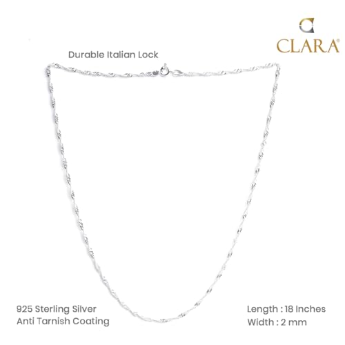 Image of Clara Anti-Tarnish 925 Sterling Silver Chain Necklace in 18 inches | Gift for Women and Girls| Minimal Daily Wear