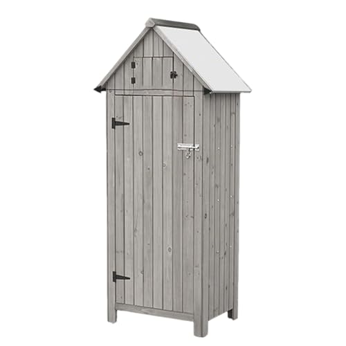 RWKLHV 物置 屋外 日焼け止めと雨対策 ベランダ収納 屋外収納ボックス 長い工具を収納可能 倉庫 小型 柔軟な調整 大型 収納ボックス ロック可能 ベランダ 収納 安定した耐荷重性(グレー)