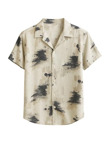 Image of Veirdo Poly Cotton Oversized Loose Baggy Fit Drop Shoulder Cool and Stylish Abstract Print Men Camp Collar Shirt