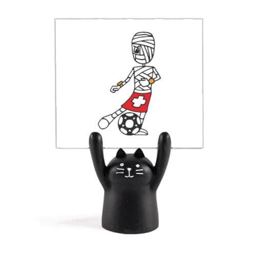 Support de mémo footballeur chat noir, décoration ludique de chambre
