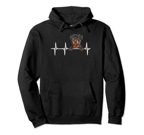 Funny Dog Heartbeat For Rottweiler Lovers Pullover Hoodie, Black