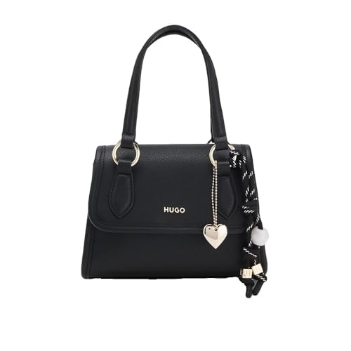 HUGO Clioh Top Handle 10281504 01 sac à main noir de marque avec bandoulière amovible