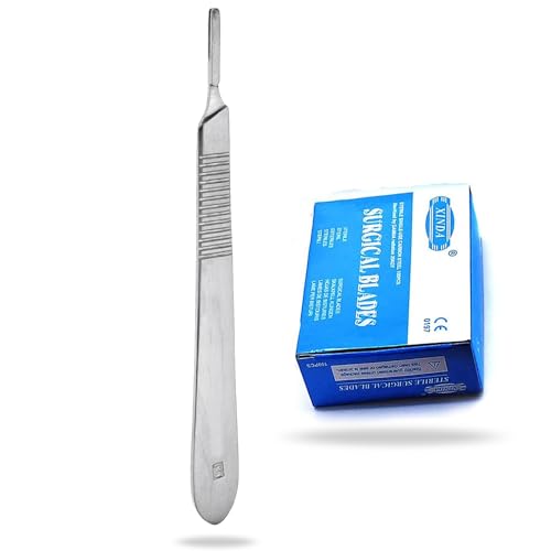 100 SCALPEL STERILE BLADES #15 WITH FREE SCALPEL HANDLE #3 (PC BRAND)