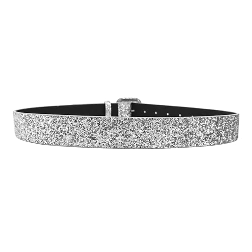 Gold Silver Glitter Leather Belt Adjustable Length Punk Glitter Evening Festival Fashion Belt4