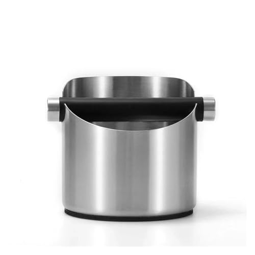 ステンレススチール製コーヒーかすボックス バーテーブル エスプレッソマシン ノッキング コーヒーかすボックス ラウンド ミニ ティーかすバケツ バリスタツール(Silver)