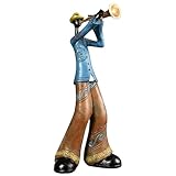 Vintage jazz band decorative sculpture,western band sculpture,creative musician decoration,abstract figure ornaments,suitable for living room,wine cooler,bookshelf,entryway,etc. (trumpet player)