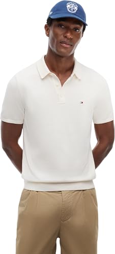 Tommy Hilfiger Polo de manga corta Hombre Essential Cotton Knitted Dick, Marfil (Ivory Petal), L