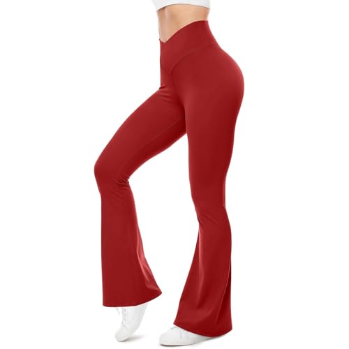 Generico Leggins Mujer Deportivos Fitness, Pantalones de Zampa Seamless Yoga Pants Fared Elásticos Medias Cintura Alta Leggins Casual Booty Pantalón Pierna Ancha Bootcut para Running Deportivo