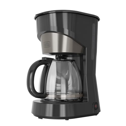 Black+Decker – Cafetera de goteo BXCO1001E | 1000W | Depósito 1.5 L | 12 tazas | Boquilla antigoteo | Placa calefactora 40 min | Auto apagado | Filtro permanente | Acero inox antihuellas