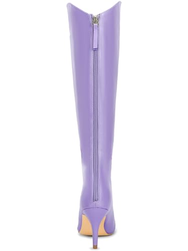 Allegra K Allegra K Women's Pointy Toe Stiletto Heels Purple Knee High Boots 10 M US