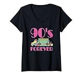 donna 90s forever party costume anni '90 alla moda, decorazione anni '90 maglietta con collo a v