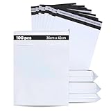 MARCPRINT 100 Bolsas Envio Vinted (36cmX42cm) - Bolsas para Envios de Ropa Vinted Blancas y Autoadhesiva - Bolsas para Envíos de Plástico - Sobres Envios Vinted Embalaje - Paquetes para Envios Vinted