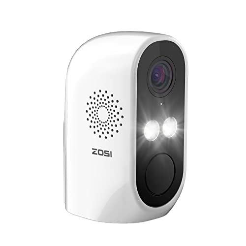 ZOSI C1 Wire Free Battery Security Camera, WiFi Rechargeable IP Cam with 2-Way Audio, Outdoor Wireless Camera with Color Night Vision, Human Detection, Remote APP, for Home Office Surveillance