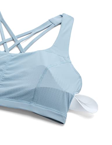 Image of CRZ YOGA Strappy V Neck Sports Bras | Medium Support, Removable Pads, Yoga, Brushed, Criss Cross Back, for Women