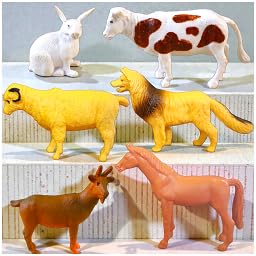 NIYANA Farm Animal Figurines, Multicolour, Plastic, 6 Pieces Set, Hand-Painted, Realistic Design, Educational Play Toy for Ages 3+
