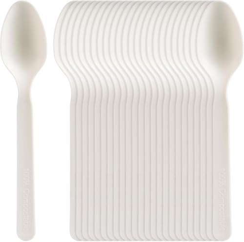 Haago - Juego De 200 Cucharas - Reutilizables, Aptas Para Lavavajillas, Cubiertos Para Fiestas, Bodas, Eventos, Para Comida Fría Y Caliente - Blanco 16cm 6