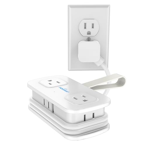 POWSAF Cruise Essentials 4-Ft Travel Power Strip with 4 Outlets and 3 USB Ports (2 USB C) Non Surge Protector for Cruise Ship Travel Essentials Home Office ETL Listed White
