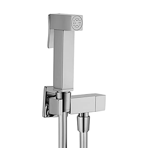 Kit Idroscopino per WC e Bidet in Ottone cromato, INCLUDE Doccetta igienica, rubinetto d’arresto e flessibile