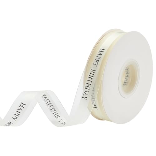 WADORN Ruban en Mousseline de Soie de Joyeux Anniversaire, 41.15m 23mm Ruban de Satin en Mousseline de Soie Décoration D'Anniversaire pour Nœud Boîte à...
