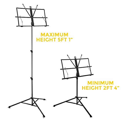 Sheet Music Stand Holder Foldable Music Stand Super Sturdy Adjustable Height Tripod Base Metal Music Stand With Carry Case Bag - Image 3