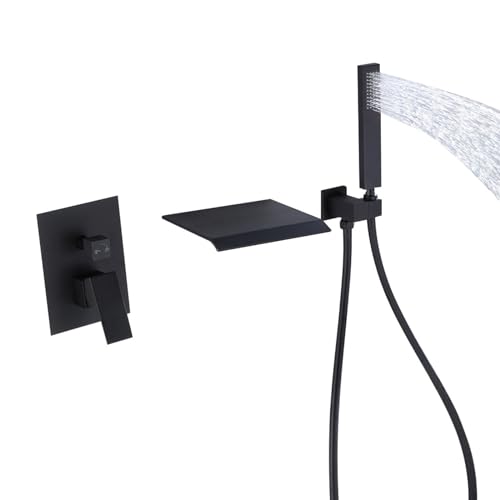 Mitigeurs de bain avec douche muraux cascade robinets noir