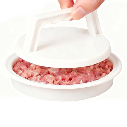 Hamburger Press Mould, Non-Stick Patty Maker for Stuffed Burgers, Grilling Kitchen Tool, White