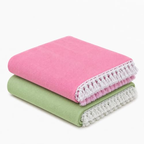 Image of OKTIC Bhagalpuri Chadar Original Cotton Top Sheet Combo | Summer Comfort, Skin Friendly Odhne Wali Chadar Bedsheet Single Size 230 x 130 cm (Peach Olive)