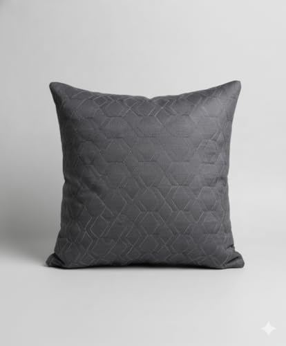 Image of Hotel Quality Premium Fibre Cushions | Cushion 16 inch x 16 inch | Pillow,Cushion,Cushions for, Cushion Pillow,Pillow,Cushions for Bed (Grey-emboridry, 2)