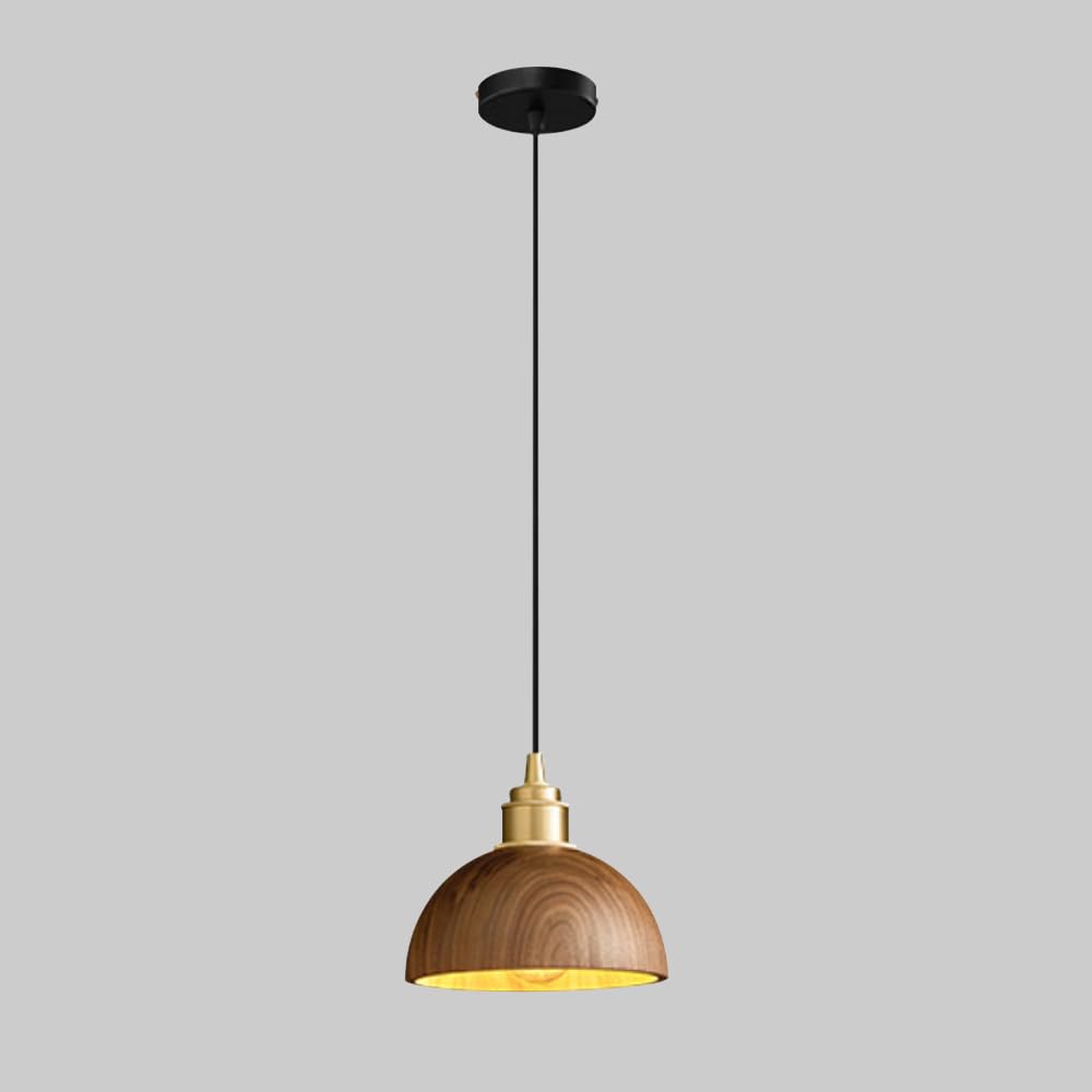 Lampe suspendue en dôme de noyer pour illuminer votre îlot de cuisine