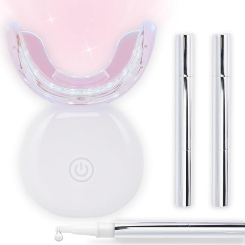 Smiloria Whitening Kit for Sensitive Teeth: LED Accelerated Bleaching System with Red & Blue Cold Light and Gentle Whitening Gel for Stain Removal - Home Tooth Whitener for Brighter Smile