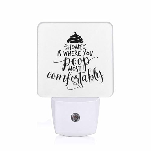 Image of LED Night Light,Funny Sweet Home Saying LED Night Light Plug into Wall with Dusk to Dawn Light Sensor White Energy Efficient Nightlight for Bedroom Bathroom Hallway Living Room Kitchen