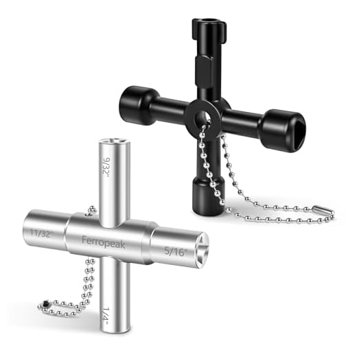 Ferropeak 4 Way Sillcock Key Set, Utility Key, Multi-functional Water Key, 2-Pack, for Valve, Faucet, and Spigots