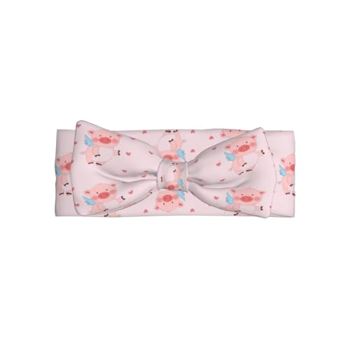 cartoon flying pig Prints Baby Bow Headband Super Stretchy Soft Bows Hair Accessories for Newborn Infants Toddlers Kids Girls